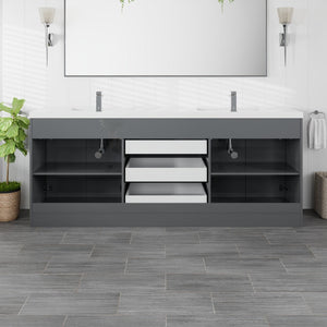 Lugano 84 in. Gray Double Sink  Bath Vanity with Acrylic Top and Integrated Sinks