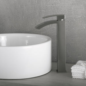 DAX Brass Single Handle Waterfall Vessel Basin Faucet, Brushed Nickel DAX-6690B-BN