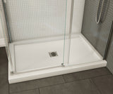 MAAX 420003-543-001-100 B3Square 4836 Acrylic Corner Right Shower Base in White with Anti-slip Bottom with Center Drain