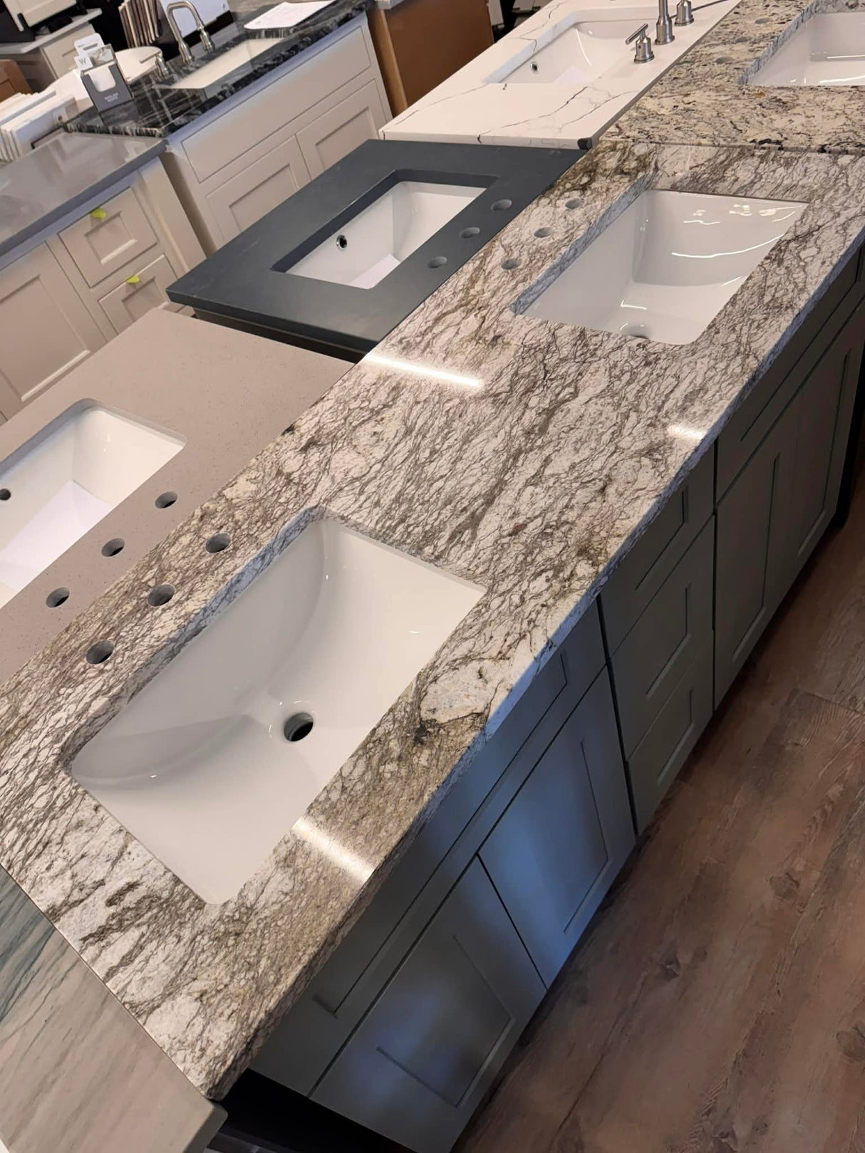 Cab-Tec 60" Shaker Double Vanity – Moss Finish with Quartz Top – Solid Wood Construction