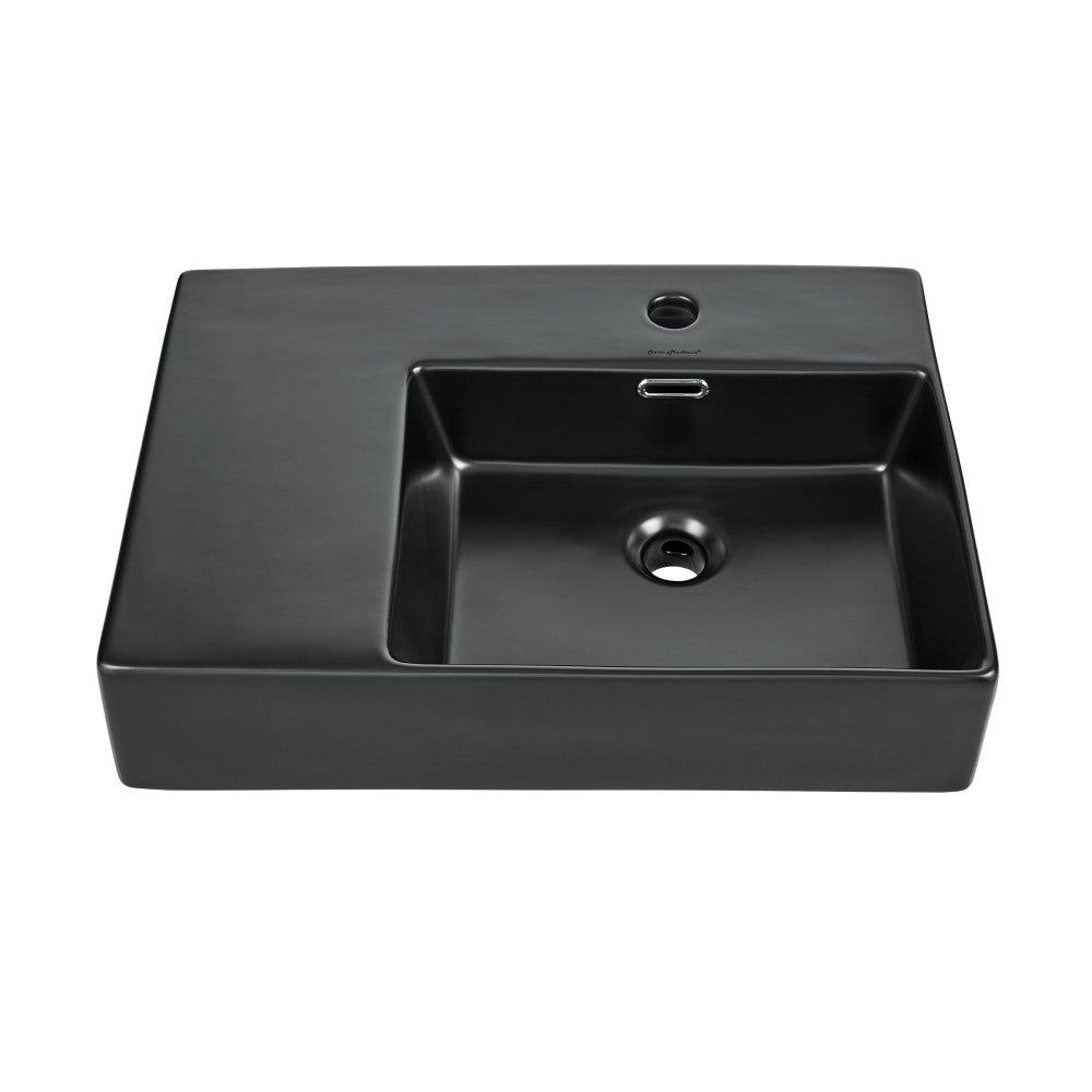 St. Tropez 24 x 18 Ceramic Wall Hung Sink with Right Side Faucet Mount, Matte Black