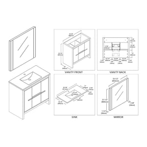 Milan 36" Vanity set, White/Silver Grey, Mirror, Medicine Cabinet