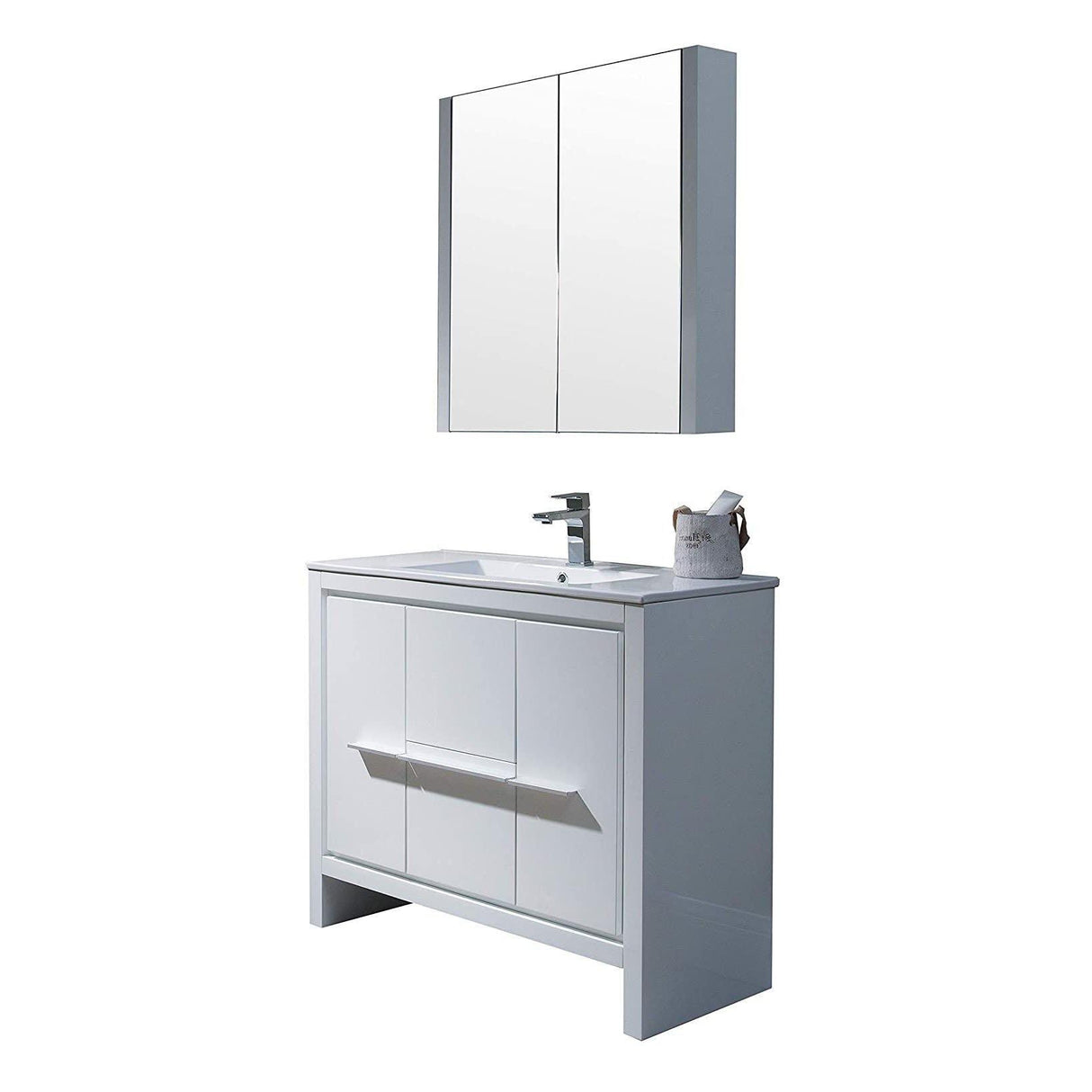 Milan 36" Vanity set, White/Silver Grey, Mirror, Medicine Cabinet