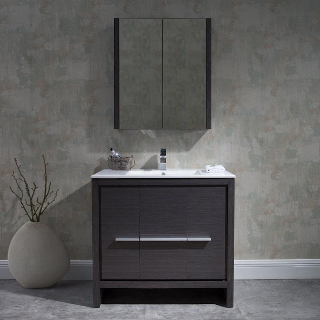 Milan 36" Vanity set, White/Silver Grey, Mirror, Medicine Cabinet
