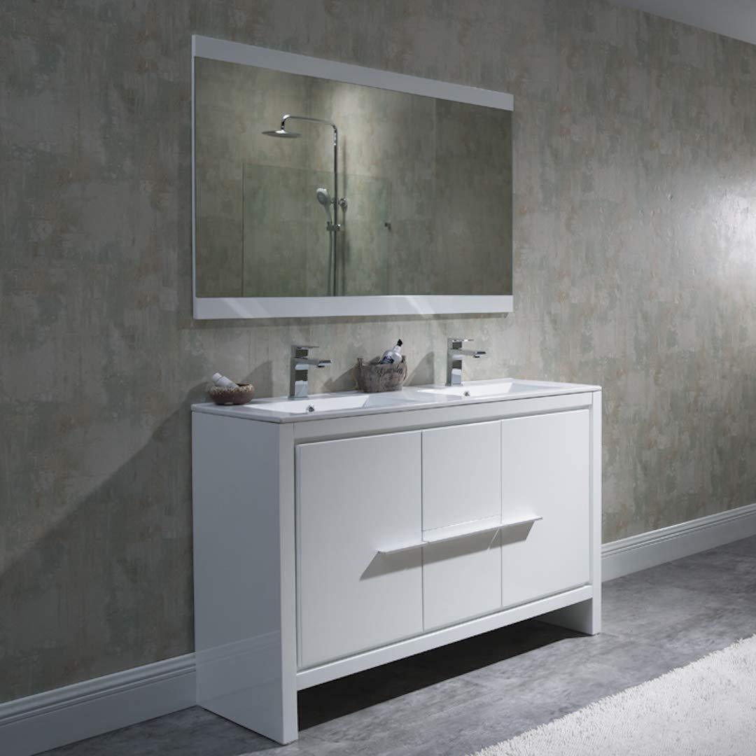 Milan 48" White/Silver Grey Double Vanity Set, Medicine Cabinet
