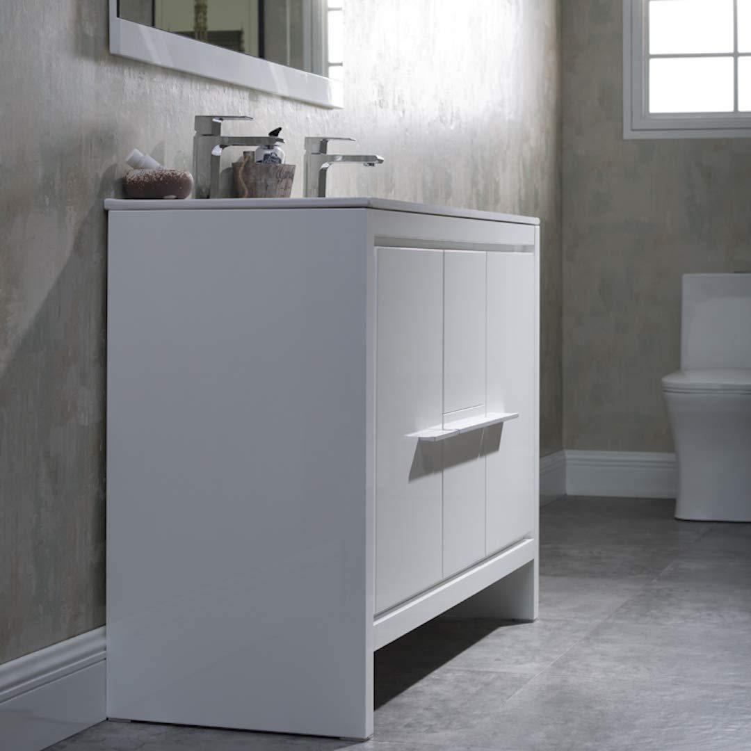 Milan 48" White/Silver Grey Double Vanity Set, Medicine Cabinet