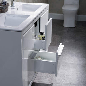 Milan 48" White/Silver Grey Double Vanity Set, Medicine Cabinet