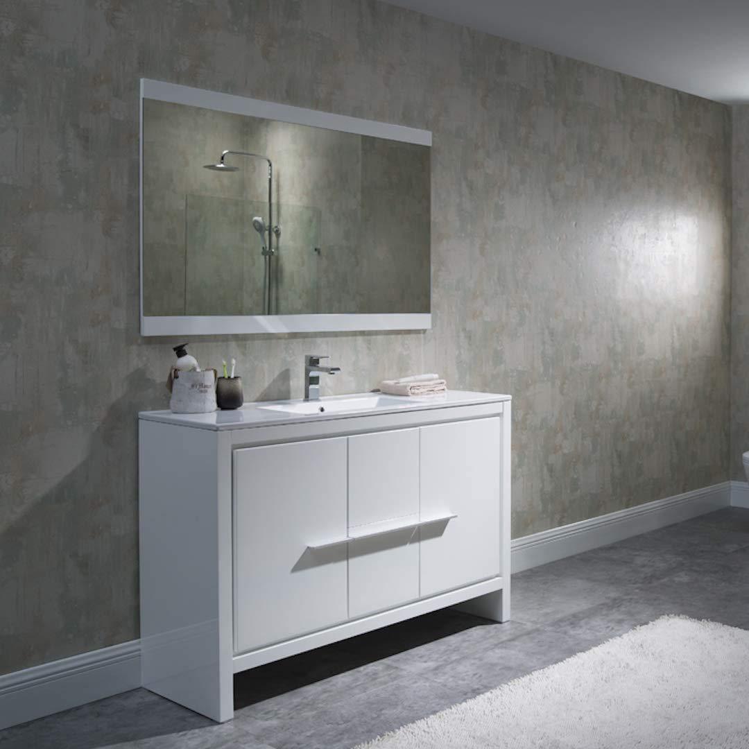 Milan 48" White/Silver Grey Double Vanity Set, Medicine Cabinet