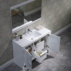 Milan 48" White/Silver Grey Double Vanity Set, Medicine Cabinet