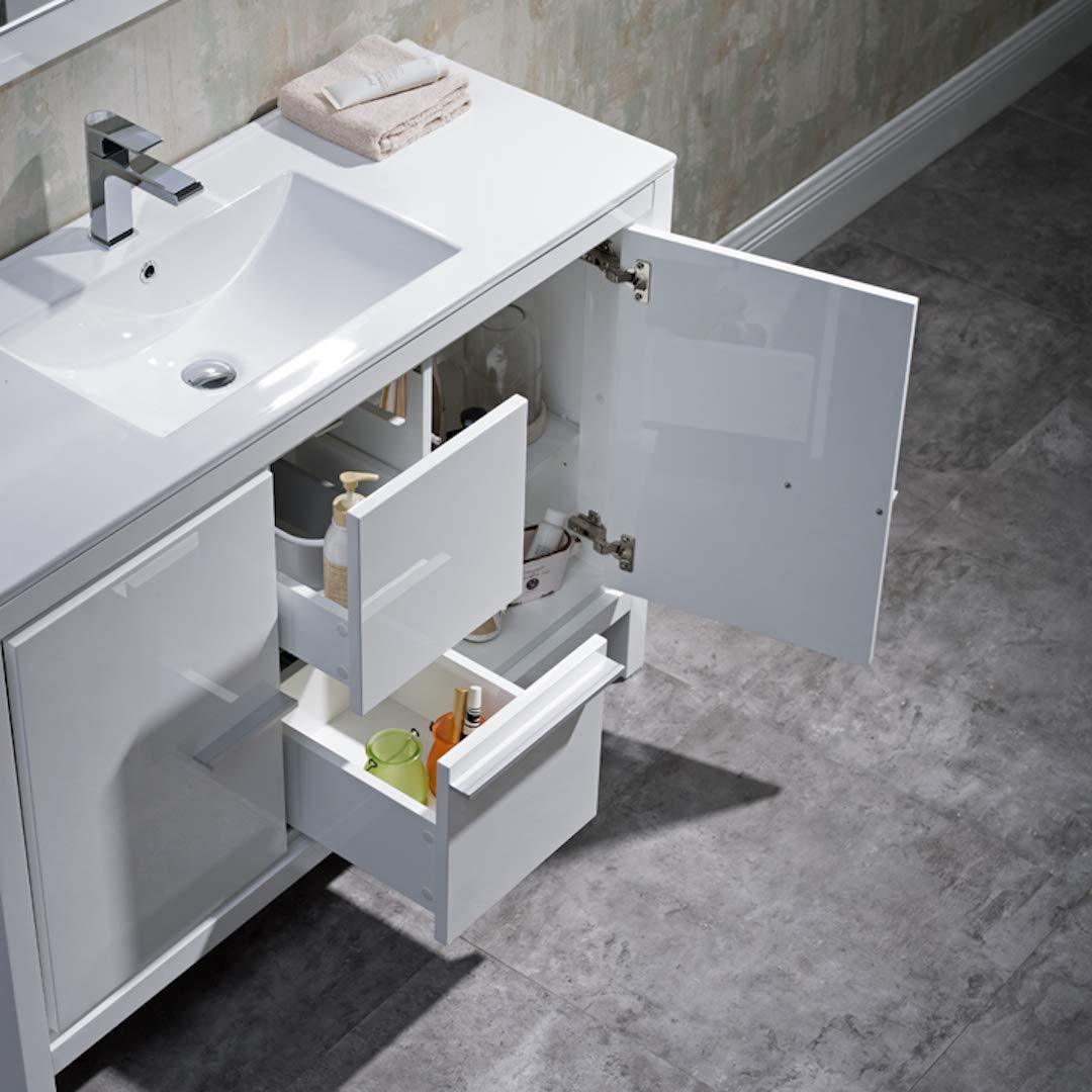 Milan 48" White/Silver Grey Double Vanity Set, Medicine Cabinet