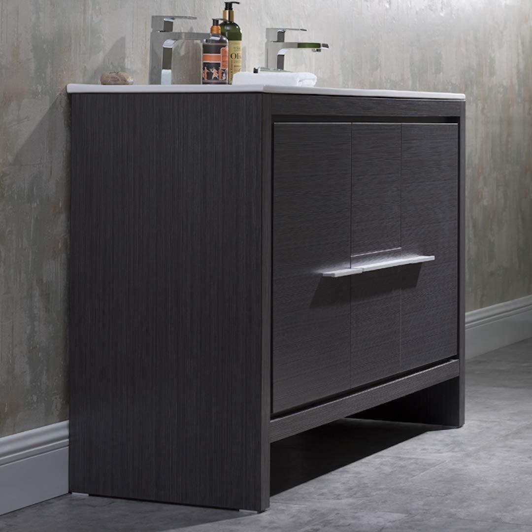 Milan 48" White/Silver Grey Double Vanity Set, Medicine Cabinet