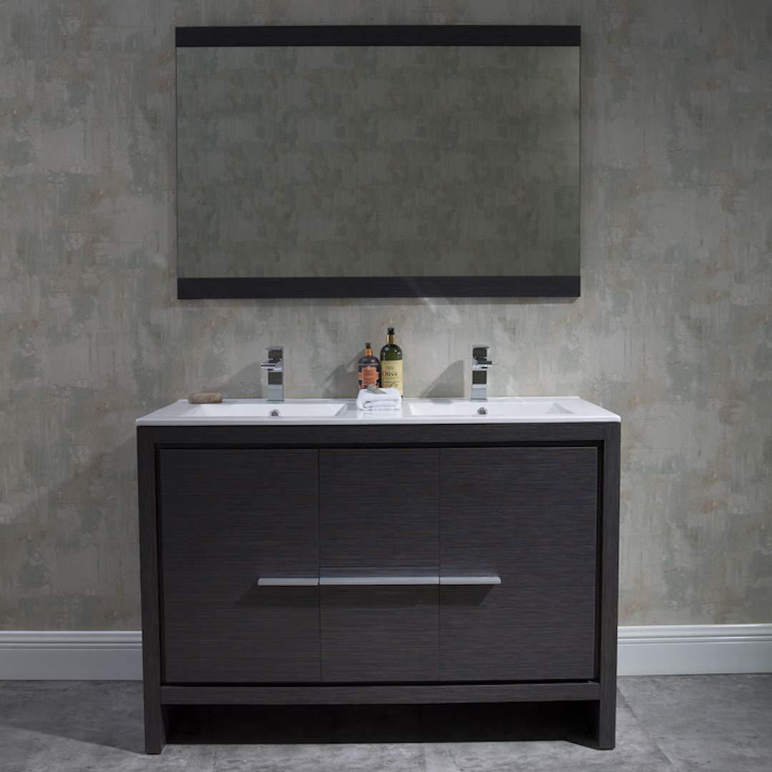 Milan 48" White/Silver Grey Double Vanity Set, Medicine Cabinet