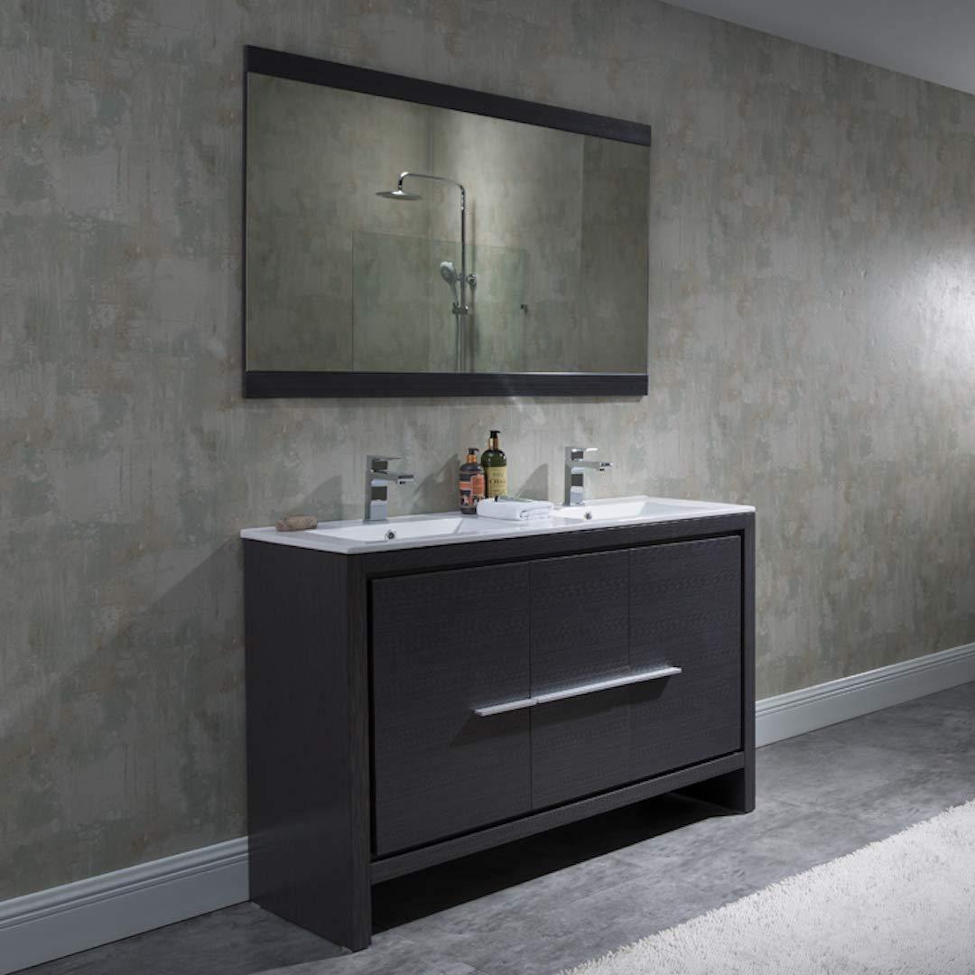 Milan 48" White/Silver Grey Double Vanity Set, Medicine Cabinet