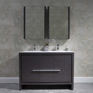 Milan 48" White/Silver Grey Double Vanity Set, Medicine Cabinet