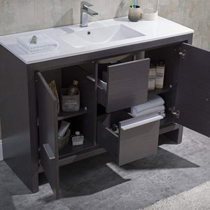 Milan 48" White/Silver Grey Double Vanity Set, Medicine Cabinet