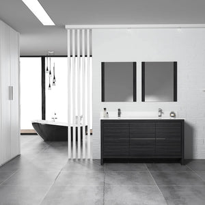 Milan 60" White/Silver Grey Double Vanity Set, Medicine Cabinet