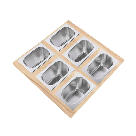 15.75 x 16.75 Condiment Serving Board with 6 Bowls