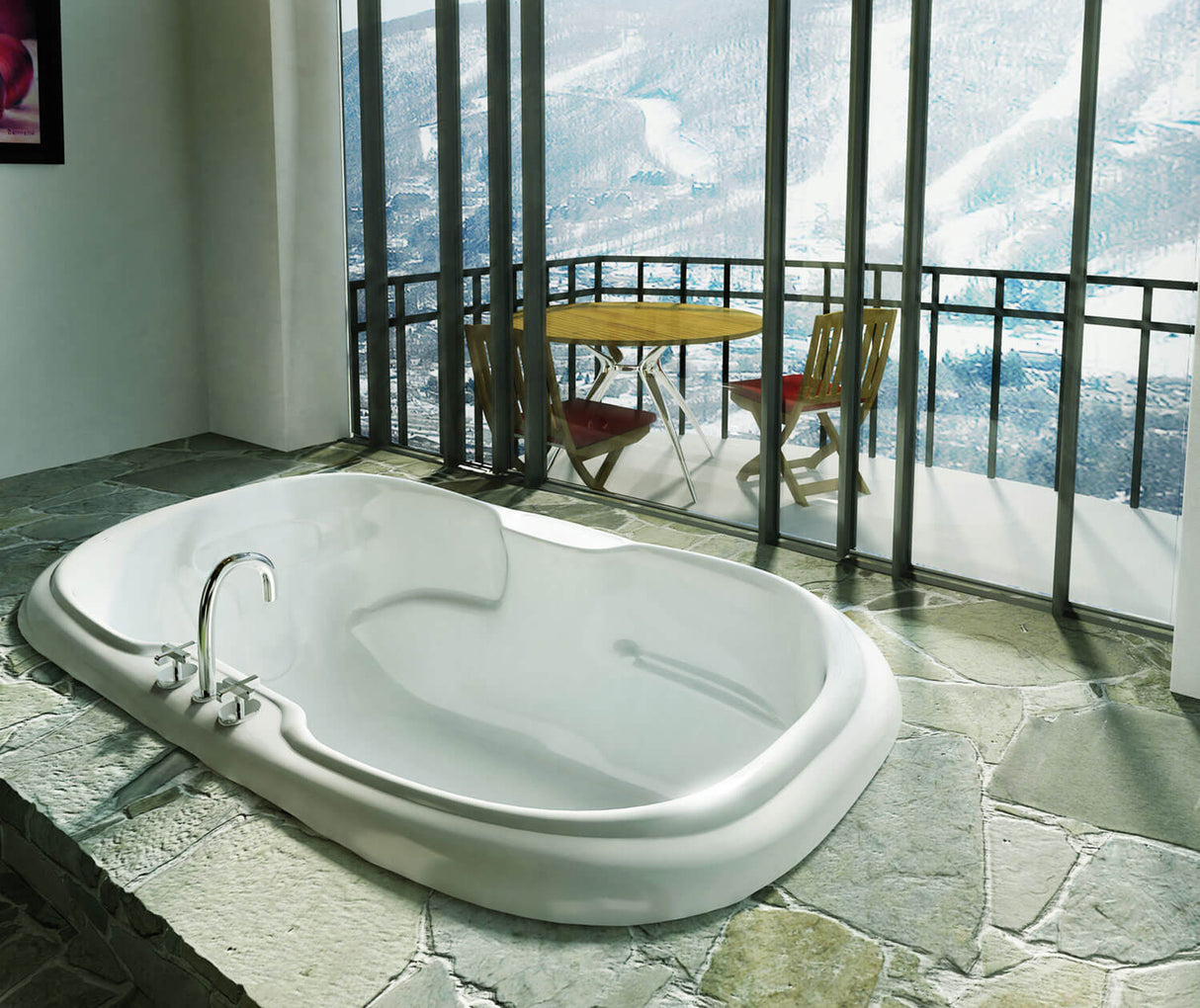 MAAX 100075-055-001-100 Calla 6642 Acrylic Drop-in Center Drain Aerofeel Bathtub in White