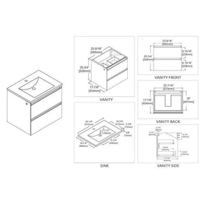 Jena 24" Vanity Base in Calacatta White / Light Grey with Ceramic / Acrylic Sink