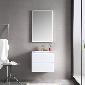 Jena 24" Vanity Base in Calacatta White / Light Grey with Ceramic / Acrylic Sink
