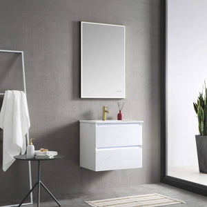 Jena 24" Vanity Base in Calacatta White / Light Grey with Ceramic / Acrylic Sink