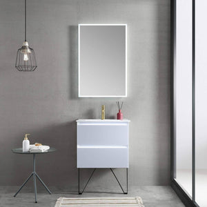 Jena 24" Vanity Base in Calacatta White / Light Grey with Ceramic / Acrylic Sink
