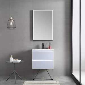 Jena 24" Vanity Base in Calacatta White / Light Grey with Ceramic / Acrylic Sink
