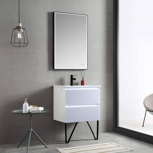 Jena 24" Vanity Base in Calacatta White / Light Grey with Ceramic / Acrylic Sink