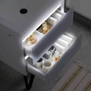 Jena 30" Vanity Base in Calacatta White / Light Grey with Ceramic / Acrylic Sink