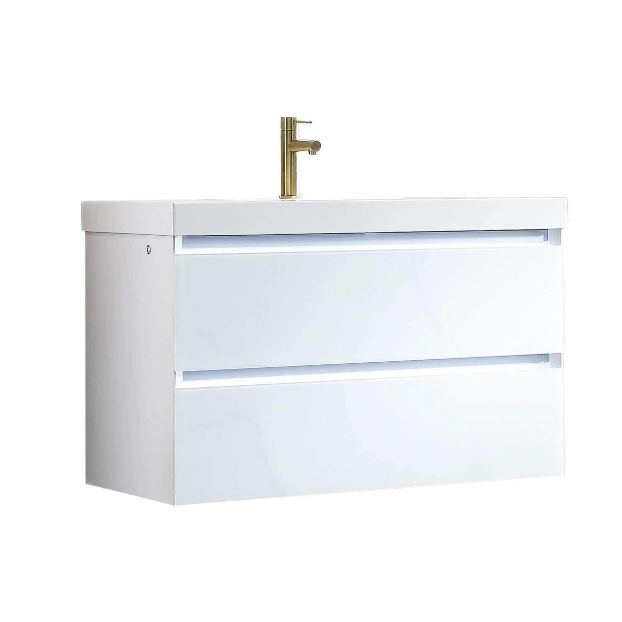 Blossom Jena 36 Inch Vanity Base in Calacatta White / Light Grey. Available with Ceramic Sink / Acrylic Sink - The Bath Vanities