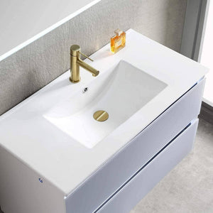 Jena 36" Vanity Base in Calacatta White / Light Grey with Ceramic / Acrylic Sink