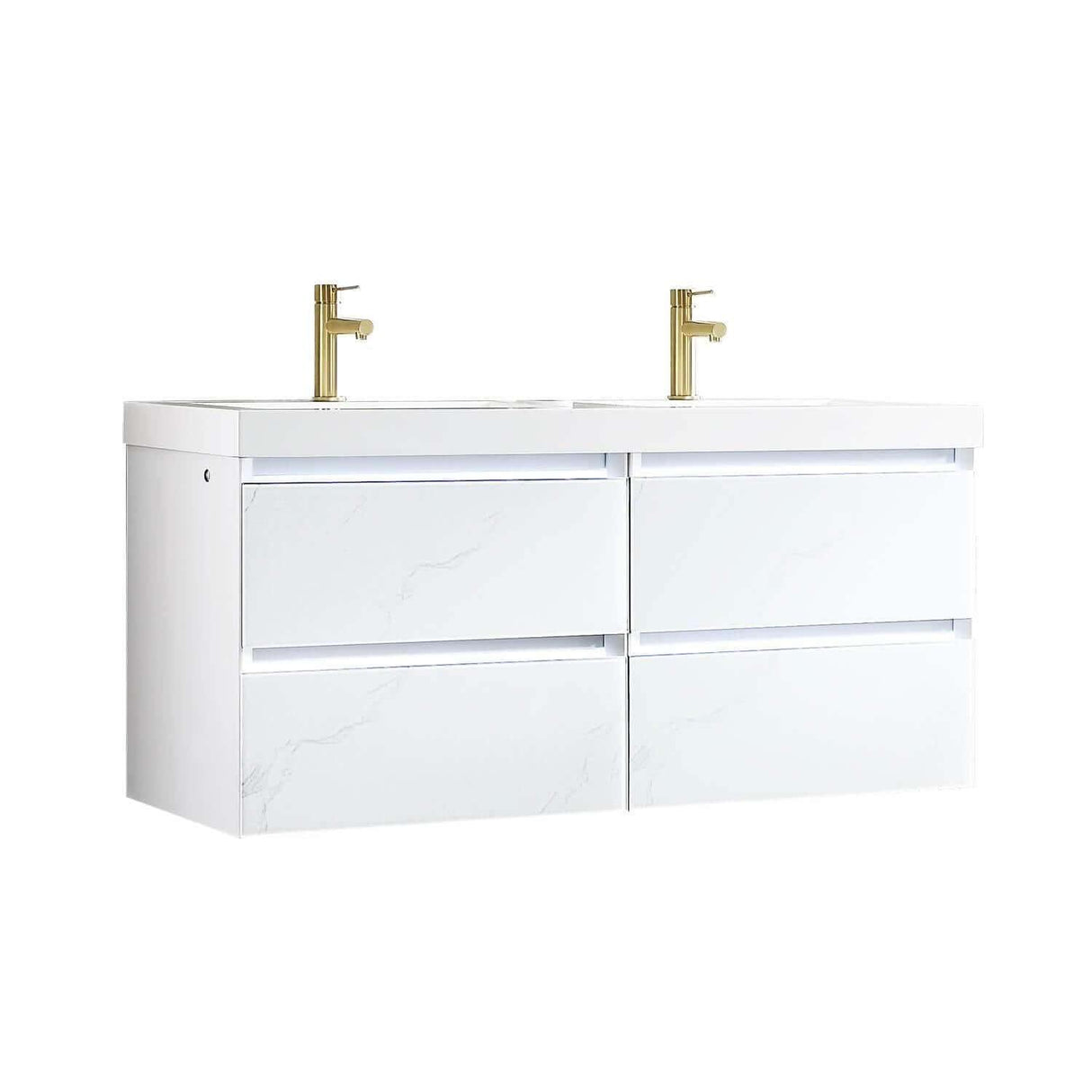 Jena 48" Vanity Base in Calacatta White / Light Grey with Ceramic / Acrylic Double Sinks