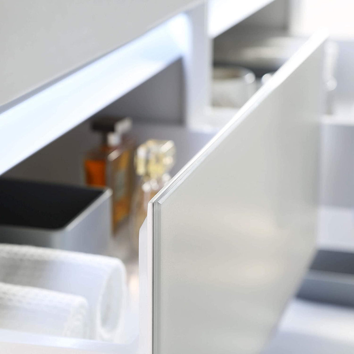 Jena 48" Vanity Base in Calacatta White / Light Grey with Ceramic / Acrylic Double Sinks