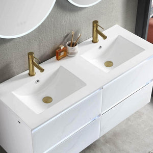 Jena 48" Vanity Base in Calacatta White / Light Grey with Ceramic / Acrylic Double Sinks