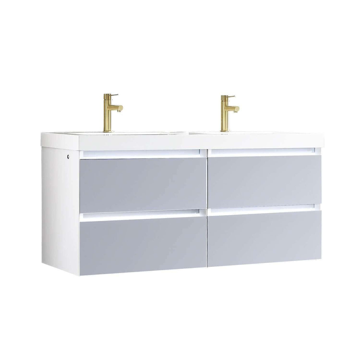 Jena 48" Vanity Base in Calacatta White / Light Grey with Ceramic / Acrylic Double Sinks