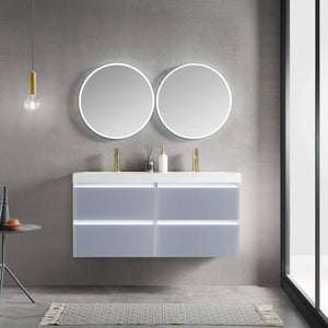 Jena 48" Vanity Base in Calacatta White / Light Grey with Ceramic / Acrylic Double Sinks