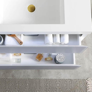 Jena 48" Vanity Base in Calacatta White / Light Grey with Ceramic / Acrylic Double Sinks