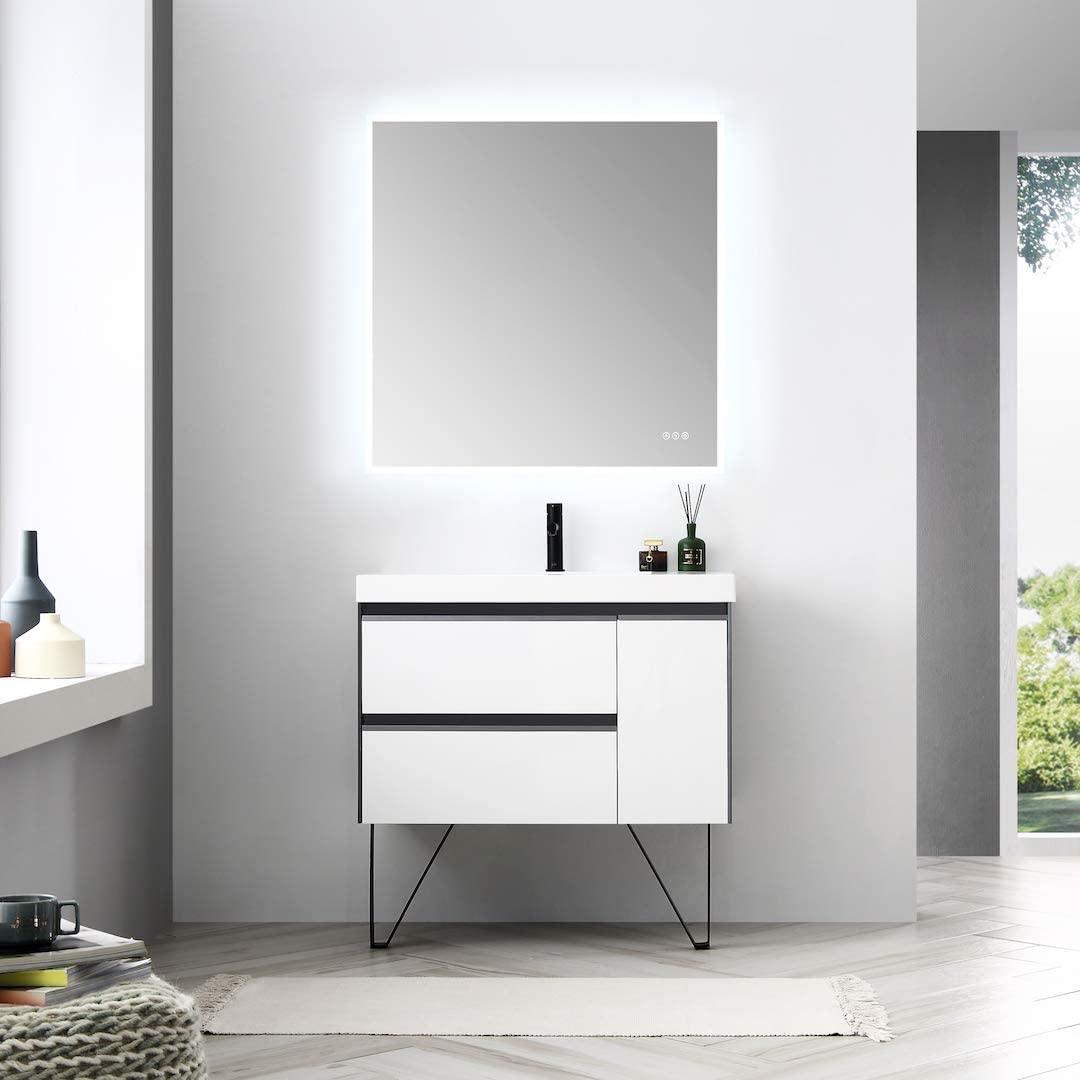 Blossom Berlin White 36" Vanity Base with Acrylic Sinks.