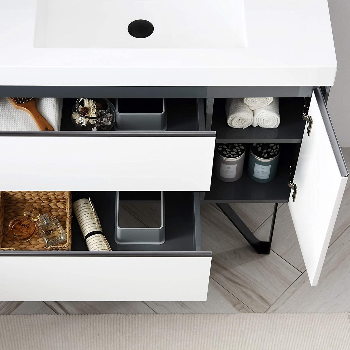 Blossom Berlin White 36" Vanity Base with Acrylic Sinks.