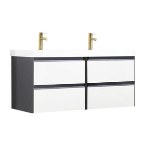 Blossom Berlin White 48" Double Vanity Base with Acrylic Sinks.