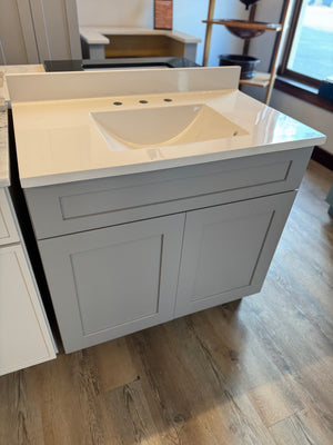 Cab-Tec/Wolf 37" Grey Vanity Combo – White Cultured Marble Top