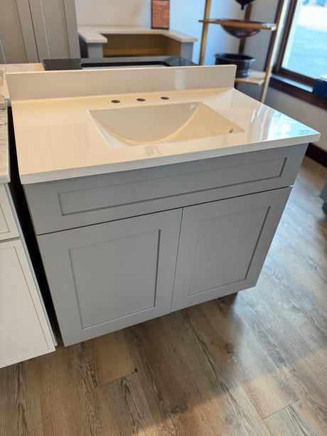 Cab-Tec/Wolf 37" Grey Vanity Combo – White Cultured Marble Top