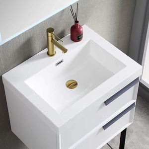 Blossom Sofia 24 Inch Vanity Base in White / Matte Gray. Available with Acrylic Sink