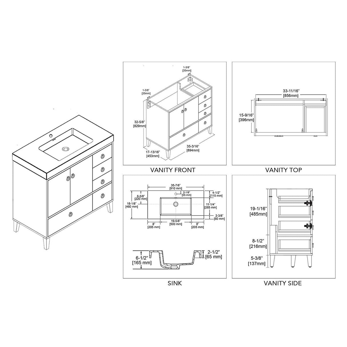 Blossom Lyon 36” White Vanity