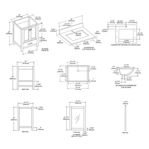 Blossom Geneva Freestanding Bathroom Vanity With Countertop, Undermount Sink & Mirror