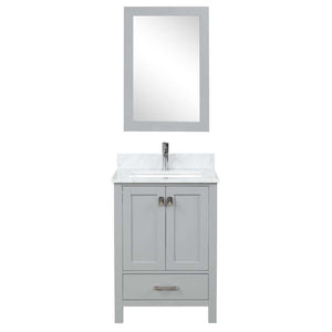 Blossom Geneva Freestanding Bathroom Vanity With Countertop, Undermount Sink & Mirror, 24", Gray