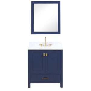 Blossom Geneva Freestanding Bathroom Vanity With Countertop, Undermount Sink & Mirror, 30", Blue