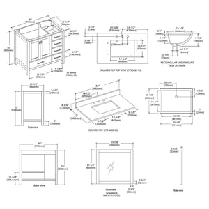Blossom Geneva Freestanding Bathroom Vanity With Countertop, Undermount Sink & Mirror