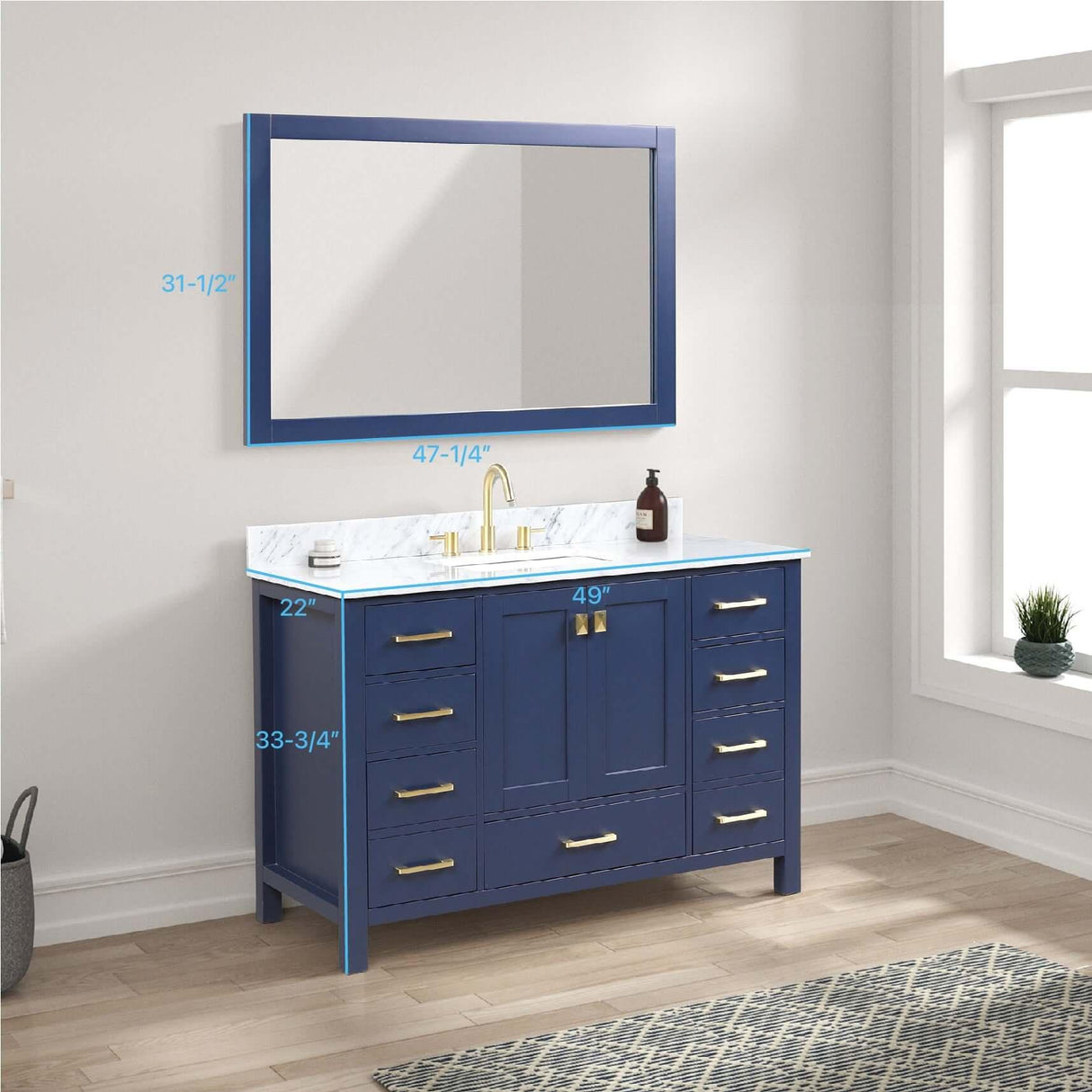 Blossom Geneva Freestanding Bathroom Vanity With Countertop, Undermount Sink & Mirror