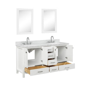 Blossom Geneva 60" Double Sink Freestanding Bathroom Vanity With Countertop, Undermount Sink, Mirrors
